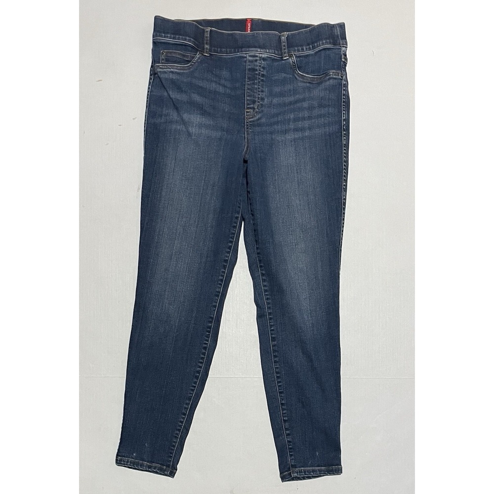 Spanx Denim Ankle Leggings Women Size XL Blue Stretch Dark Wash Pull‎ On Skinny